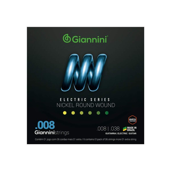 Encordoamento Para Guitarra Elétrica Geegst 8 - .008-.038
